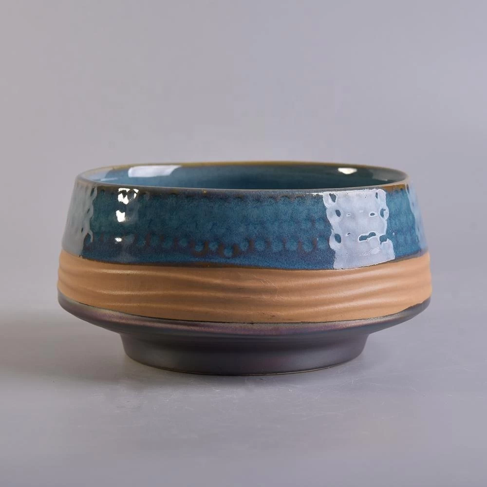 Supplier custom unique large blue ceramic candle holder