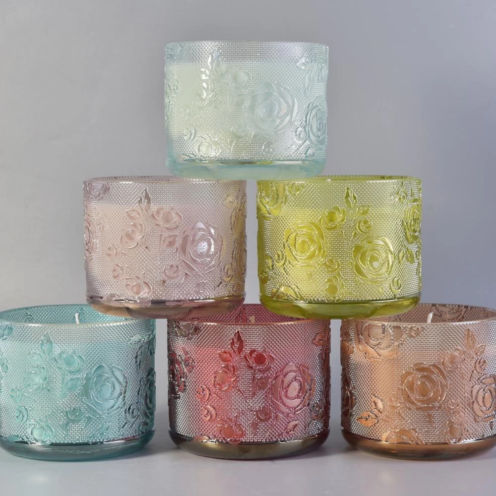 Luxury High Quality Rose Pattern Glass Candle Jars Wholesale Custom Candle Jar Supplier
