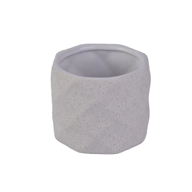 Gray Embossed Ceramic Candle Holders