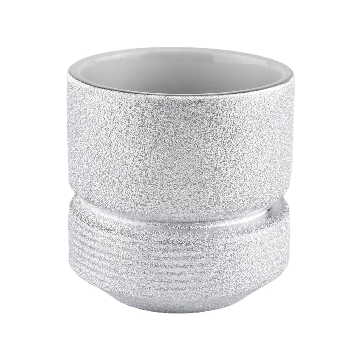 Silver Spray Ceramic Candle Holders 400ml wholesale  for candle making