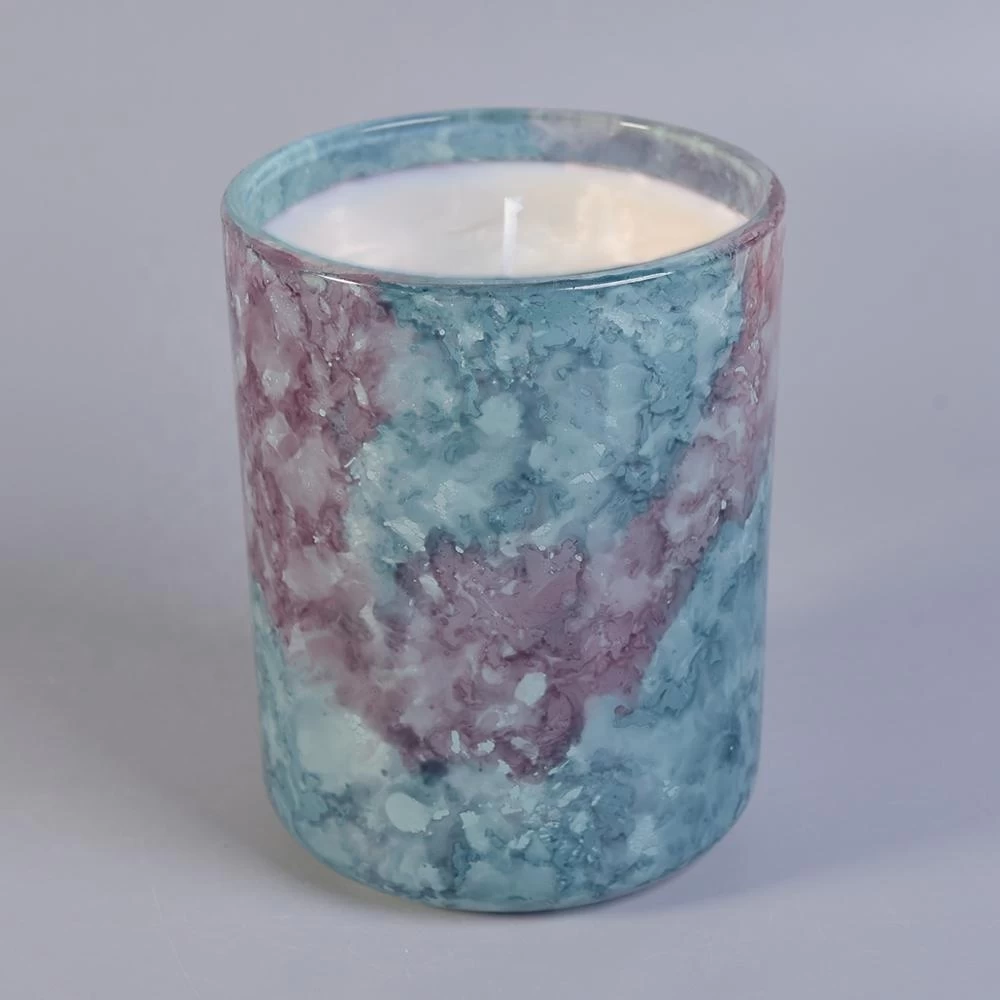 Wholesales custom empty marble ceramic candle jars container