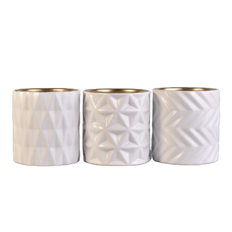 Wholesales decorative empty frosted white ceramic candle vessel 6 oz 8 oz