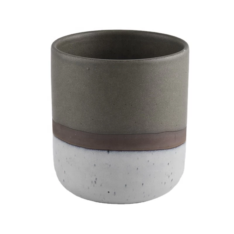 Decorative Matte Glazing Candle Ceramic Jar Whte Grey wholesale
