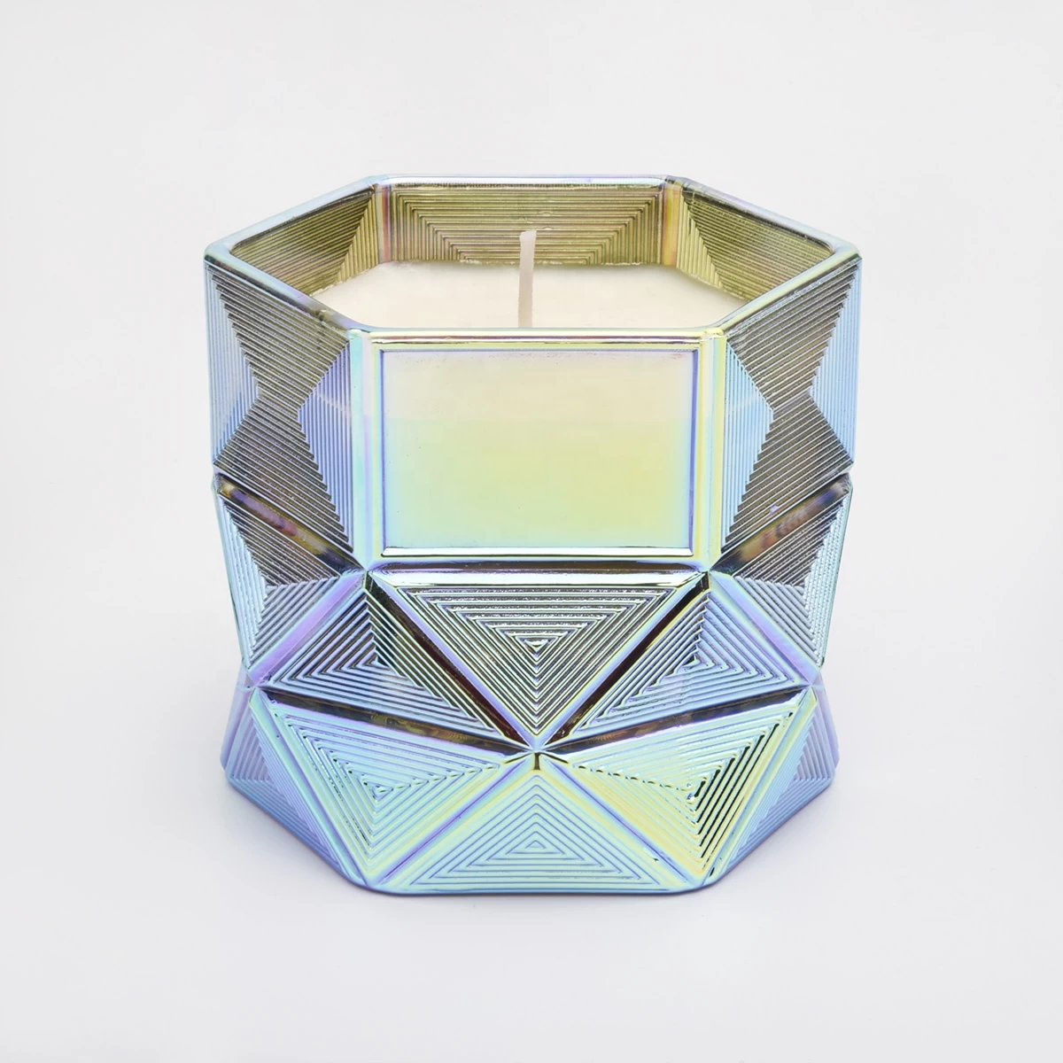 Luxury hexagonal Glass Candle Jars For Home Decoration