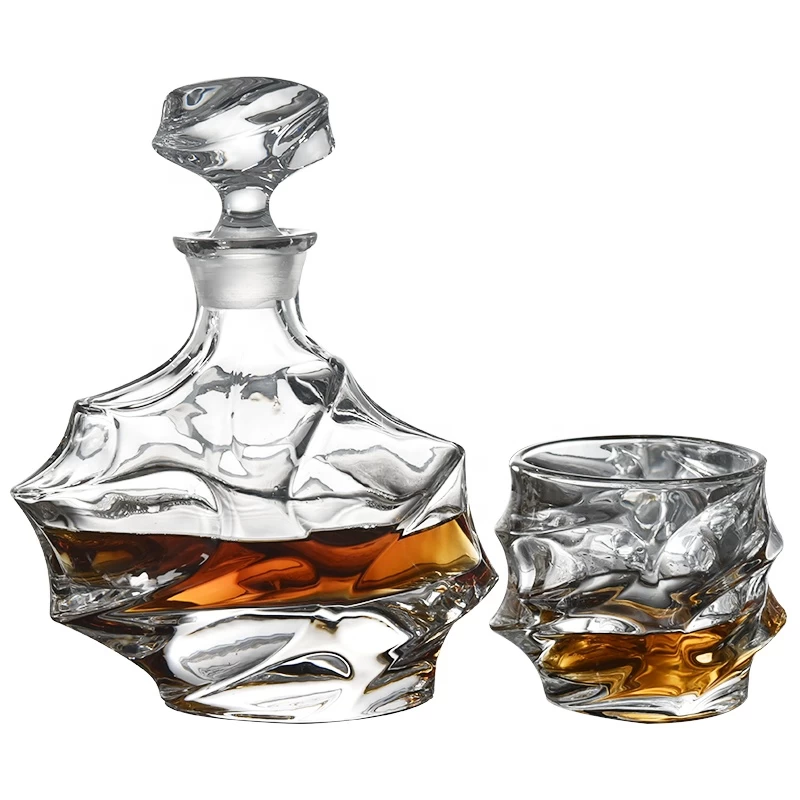 5 pieces in stock Lead-free crystal Glass whiskey cups twist bottles sets