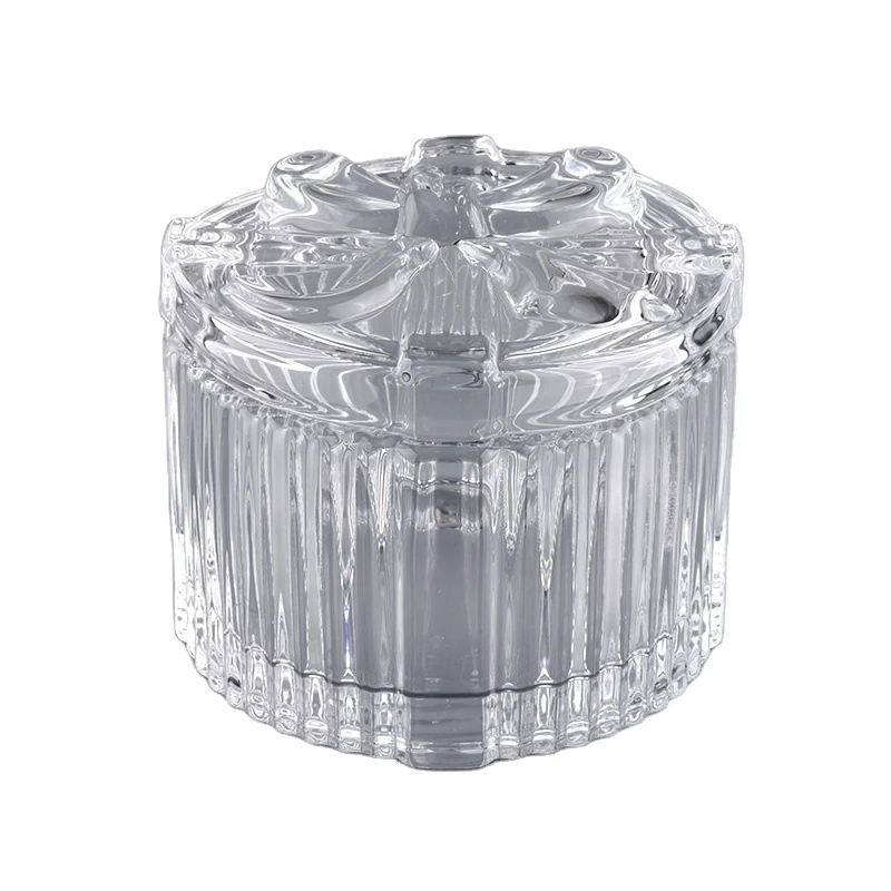 150ml Embossed Crystal Glass Candle Jar With Luxury Lids for candle making wholesale