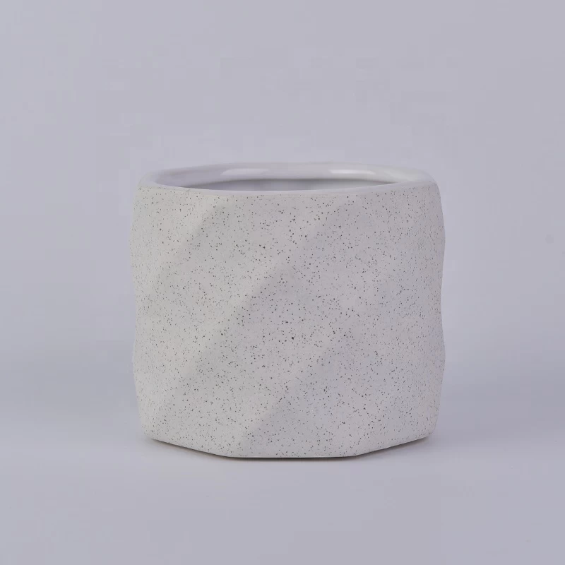 Gray Embossed Ceramic Candle Holders
