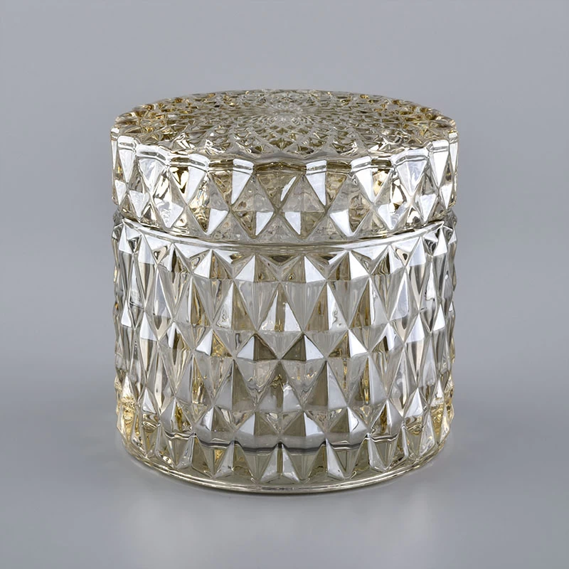 Diamond Cut Candle Container With Glass Lid