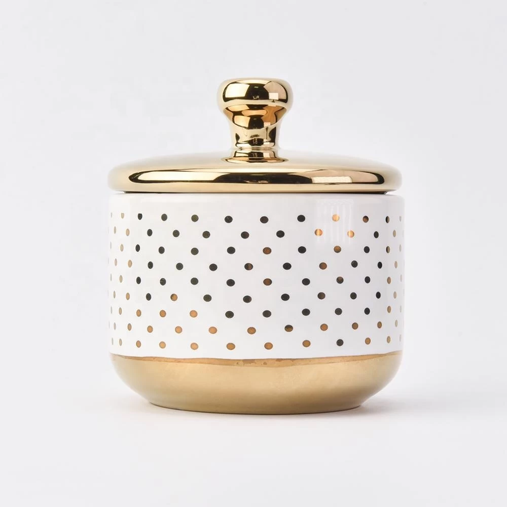 20oz Bulk home decoration marble ceramic candle jar with golden lid