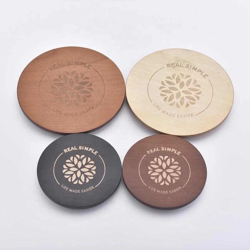 Engraved Wooden Lids For Glass Ceramic Concrete Candle Holder