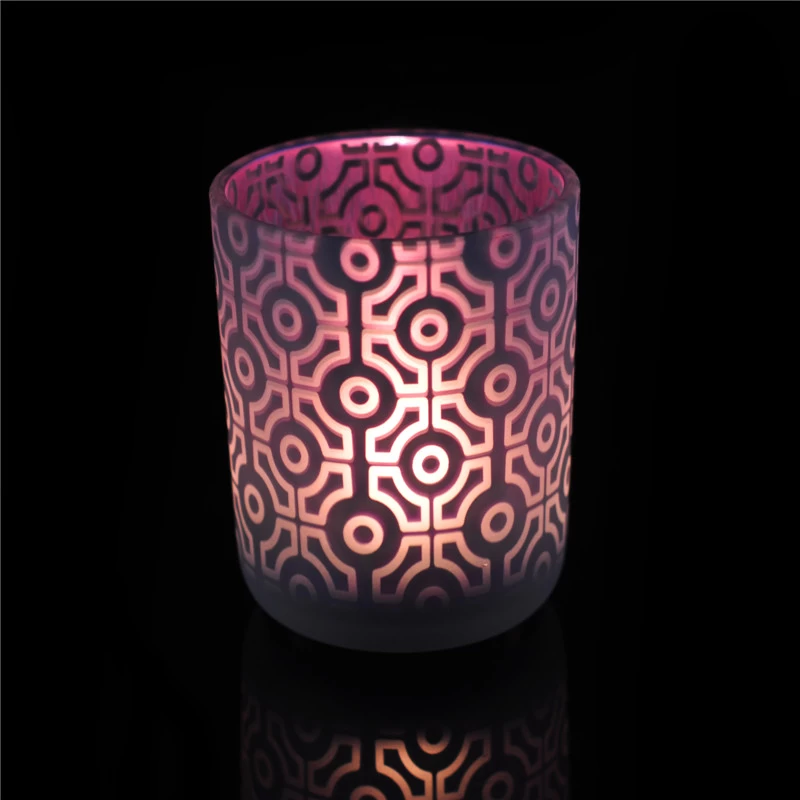 Custom Pattern Frosted Glass Candle Jars Hot Sale