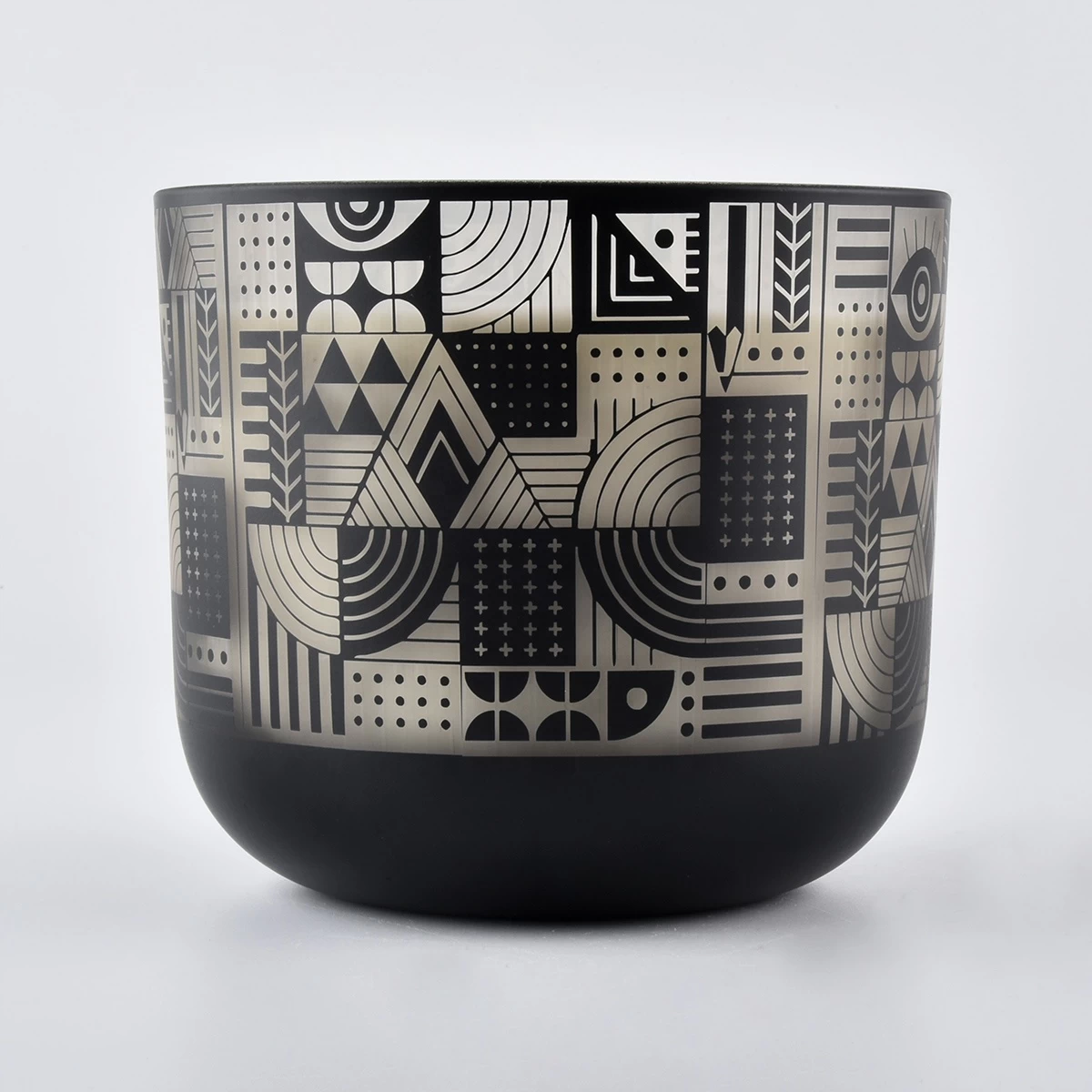 Wholesales empty tealight decorative black ceramic candle holder jar