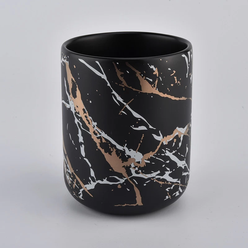 8 oz 10 oz Luxury empty frosted black custom ceramic candle vessels