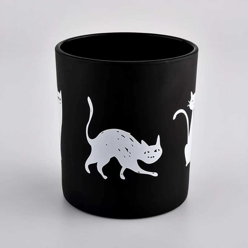 Matte Black Glass Candle Holder With Custom Logo