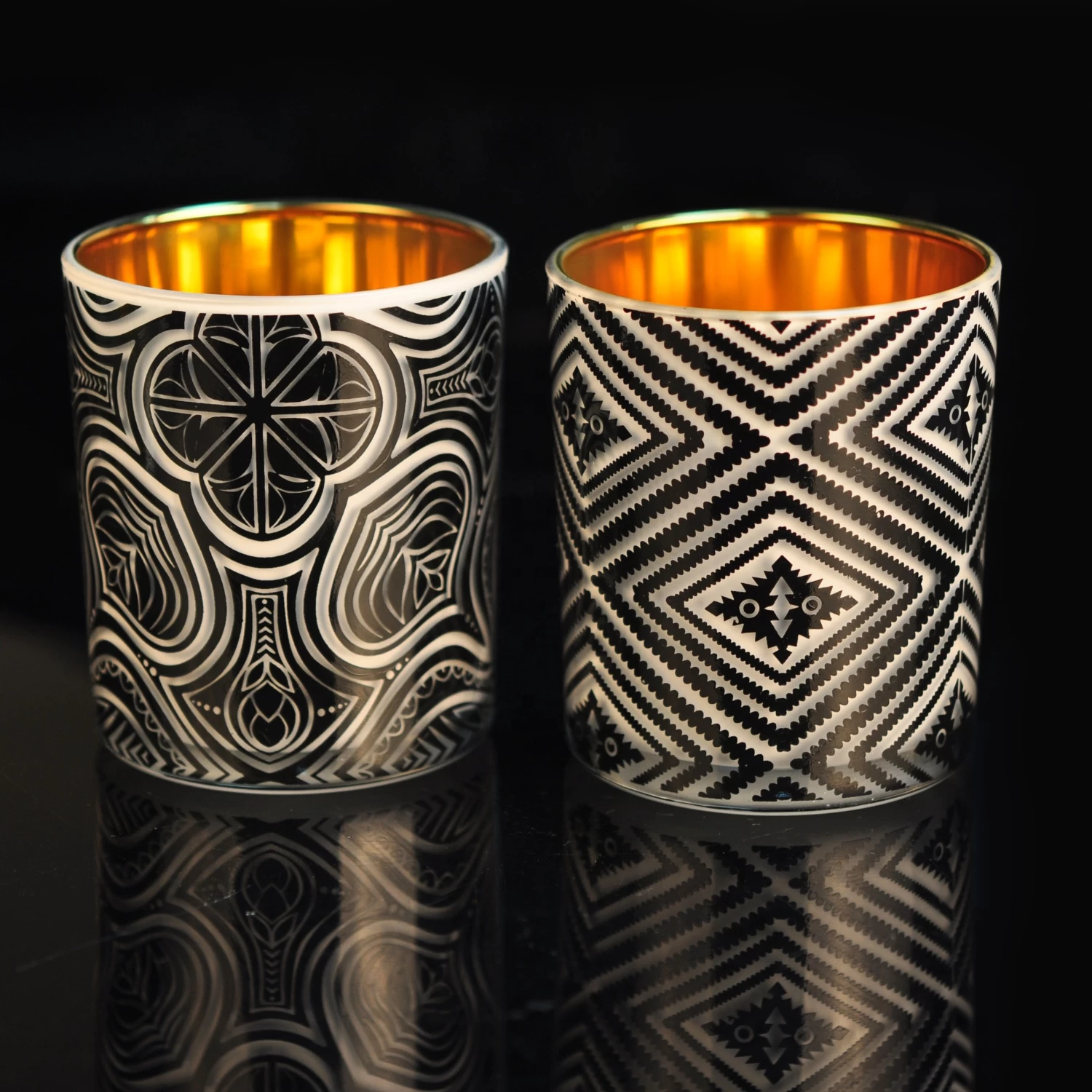 Suppliers tealight black luxury glass candle holders with custom packaging box