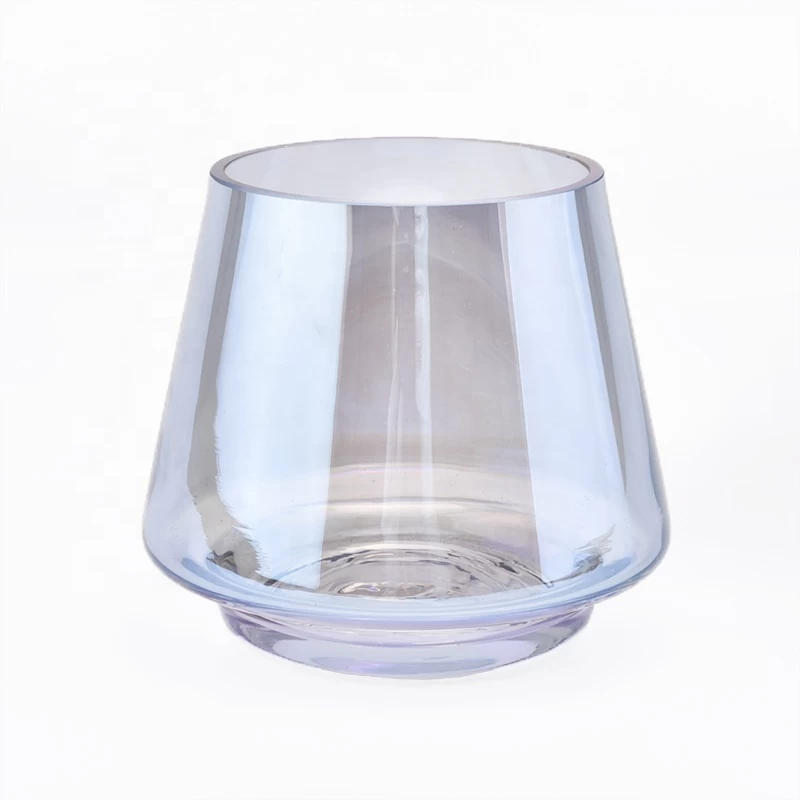 Home decoration empty iridescent tealight glass candle jars
