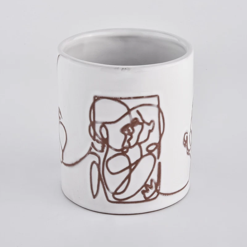 Silk-screen Printing Ceramic Candle Vessel White