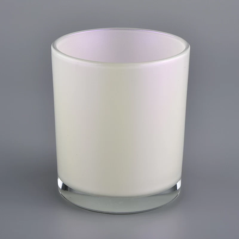 Matte iridescent glass candle jar