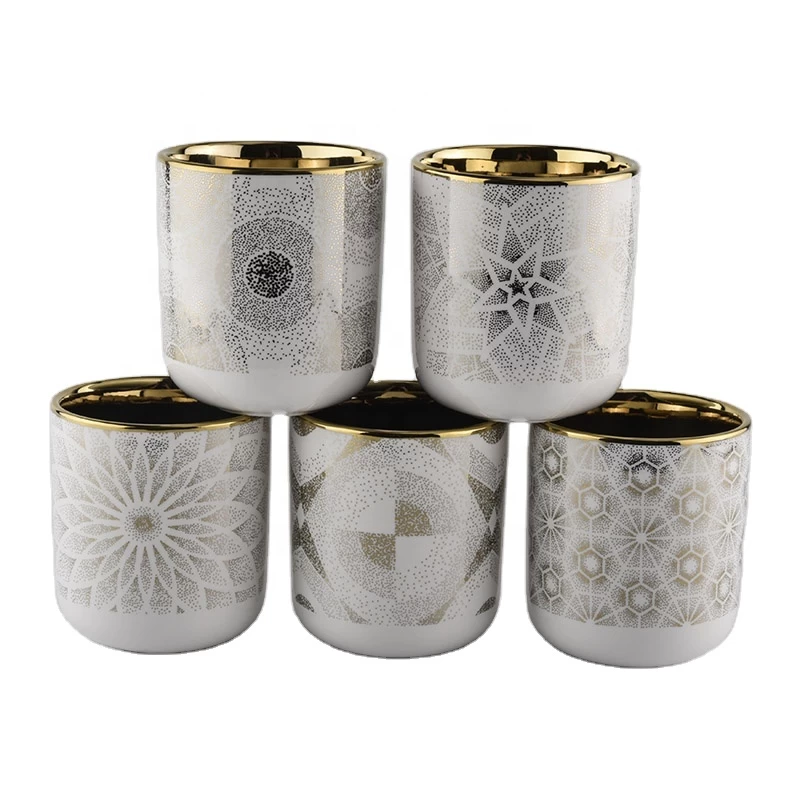 Gold Plating and White Ceramic Candle holder For Christmas