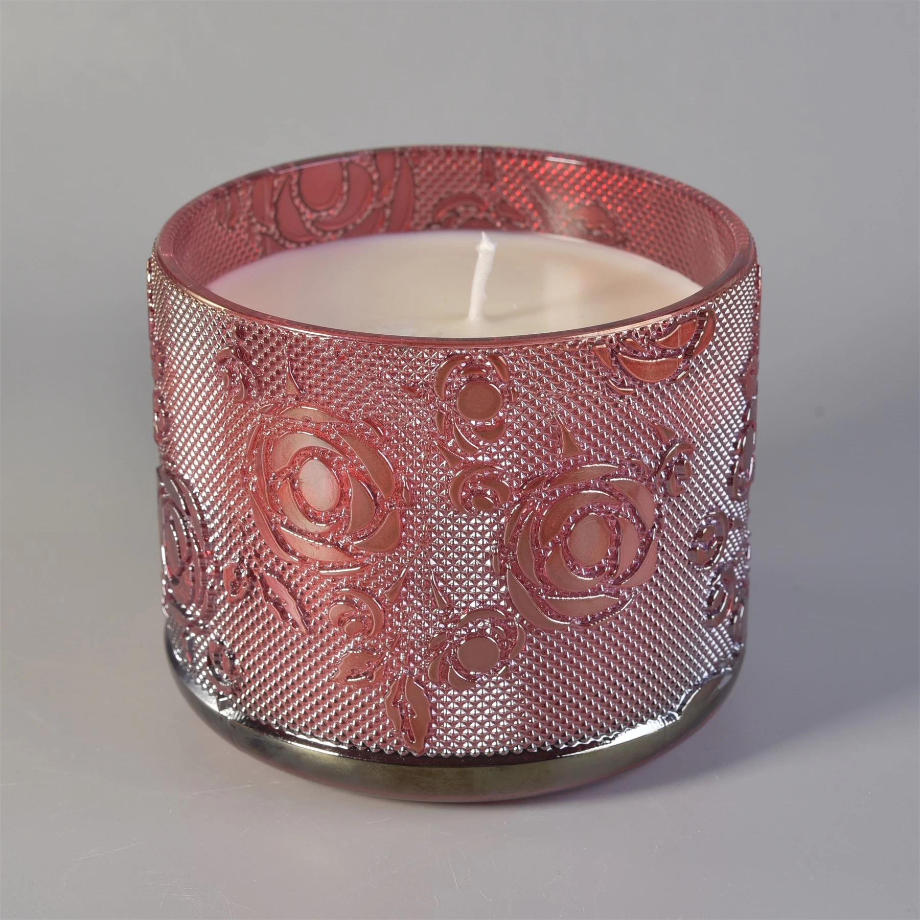 Luxury High Quality Rose Pattern Glass Candle Jars Wholesale Custom Candle Jar Supplier