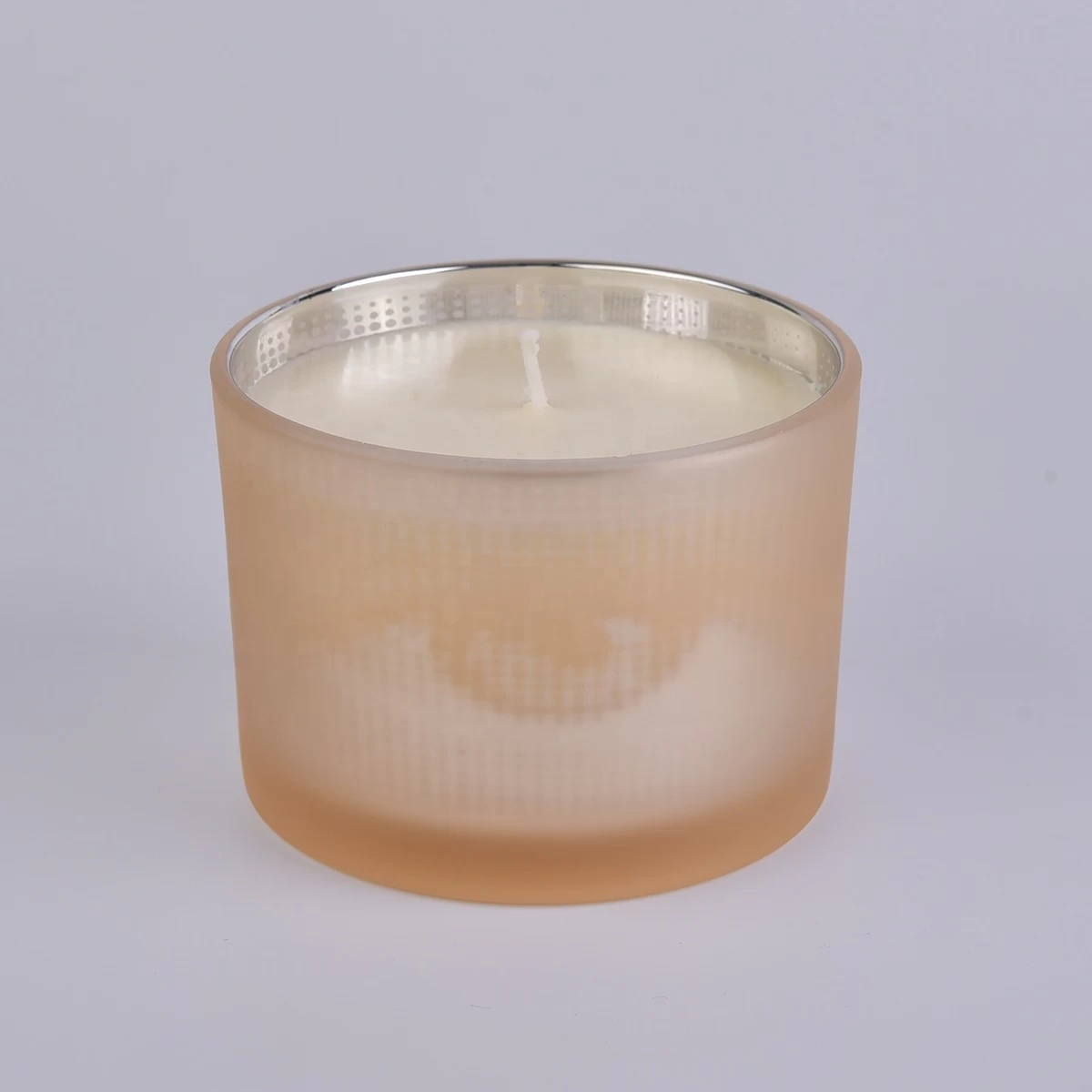 Sunny new design electroplating custom glass candle holder with wood lid