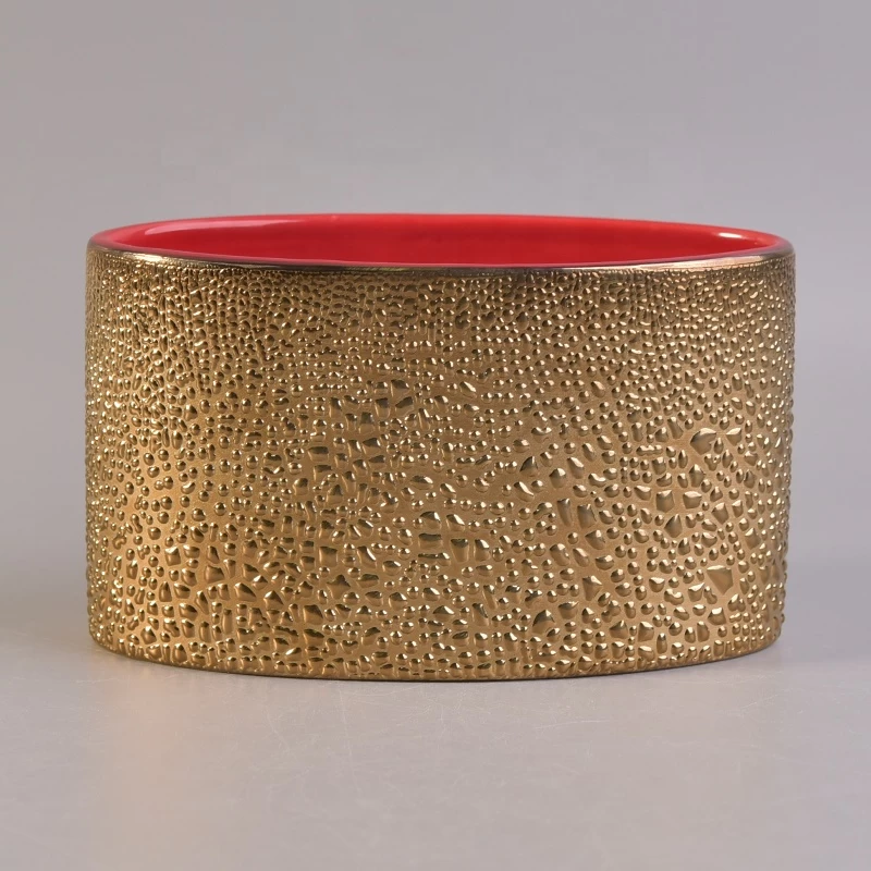 12oz Antique custom oval gold ceramic candle jars