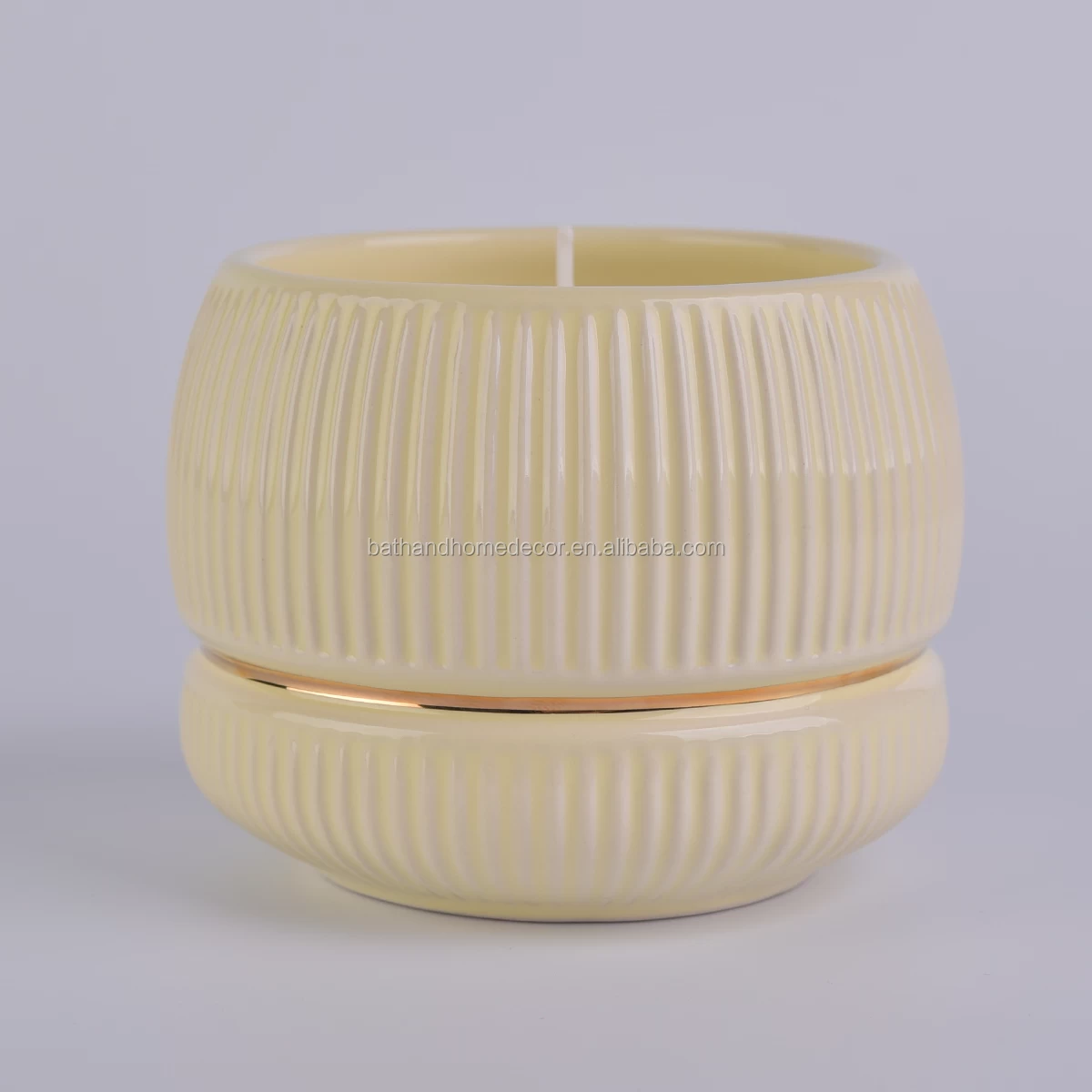 Hot Sale Custom Striped Ceramic Candle Vessels