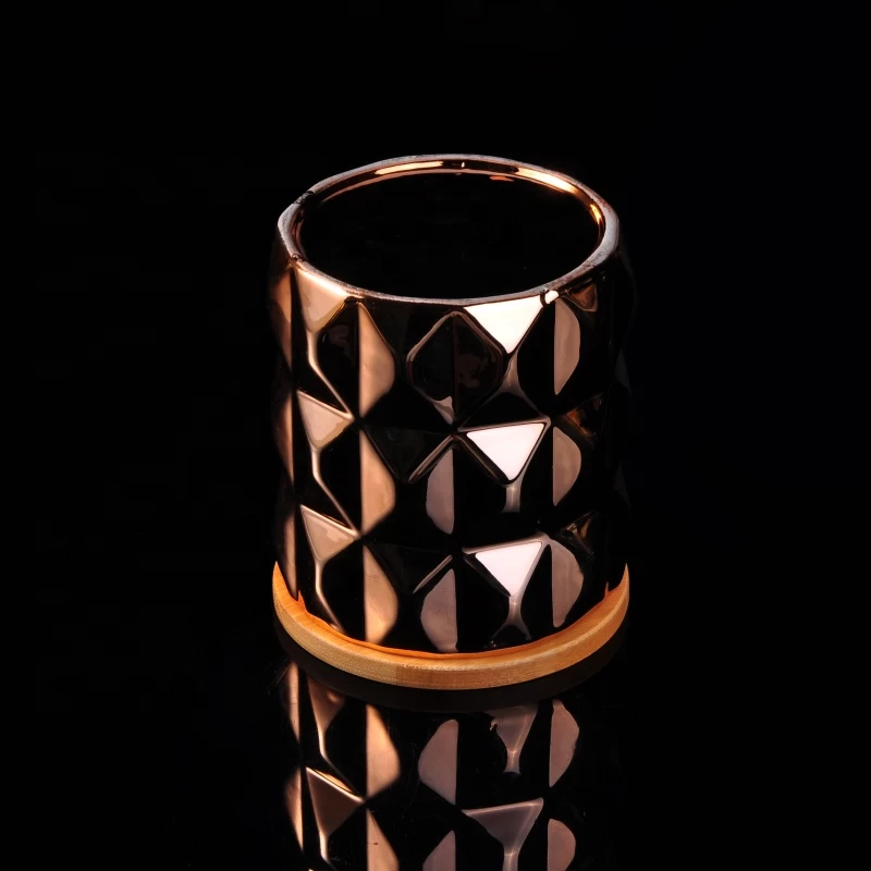 Hot Sale Diamond Ceramic Candle Jar With Lids