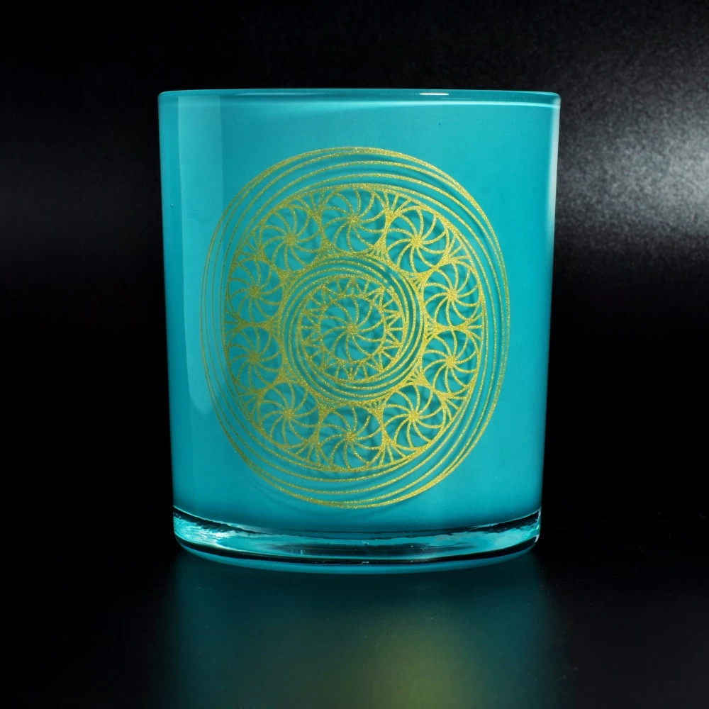 6oz ODM home decoration blue tealight  glass jar candle