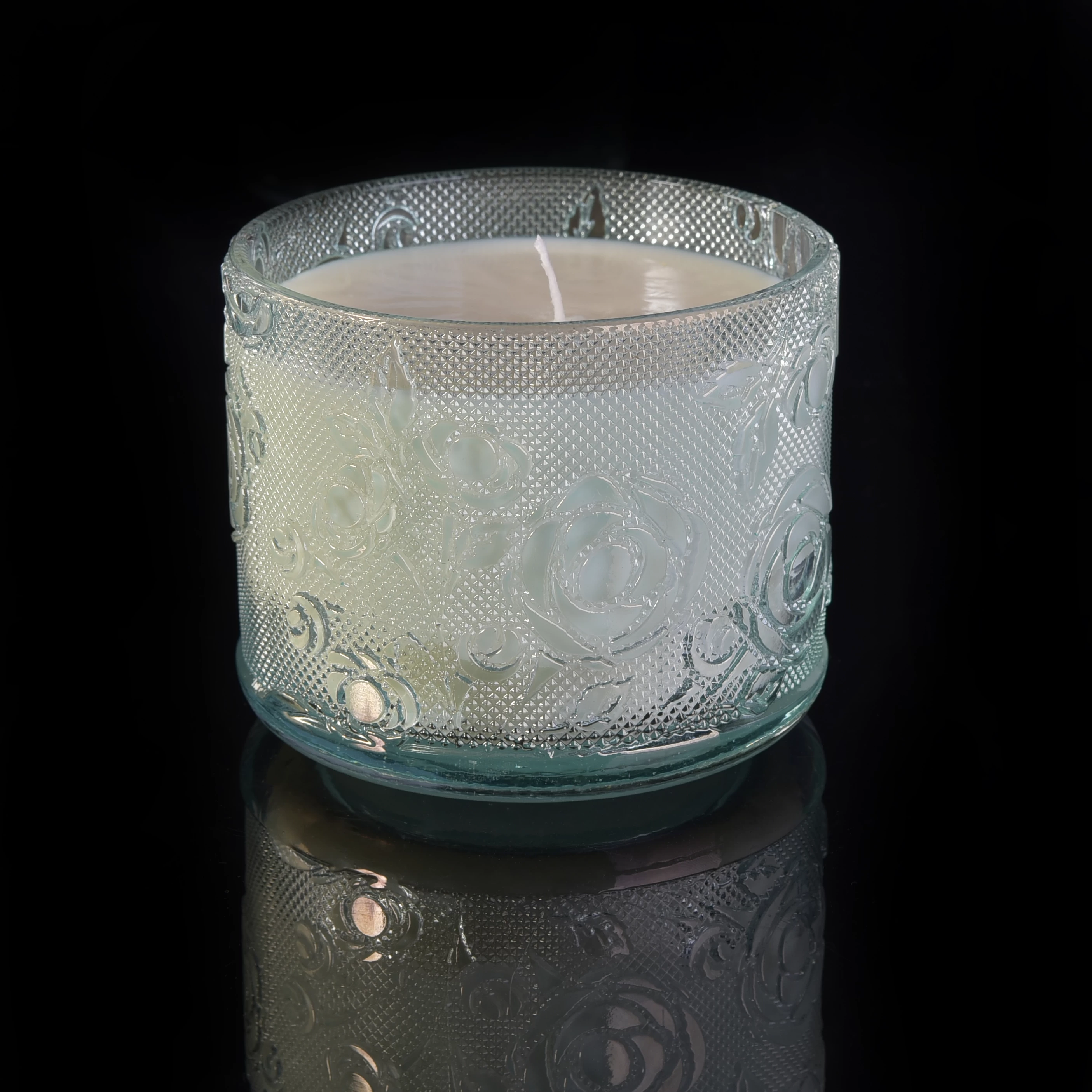 Luxury Beautiful Rose Jar Glass Candle Jar For Candle Making