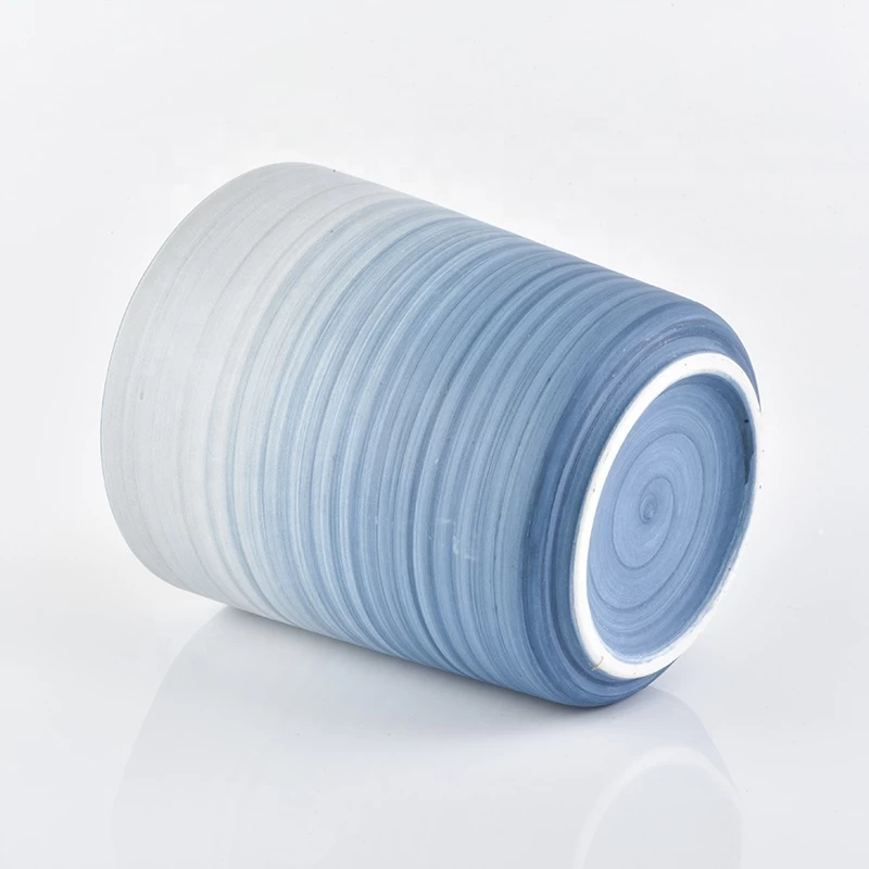 Chinese porcelain matte blue empty decorative ceramic candle jars