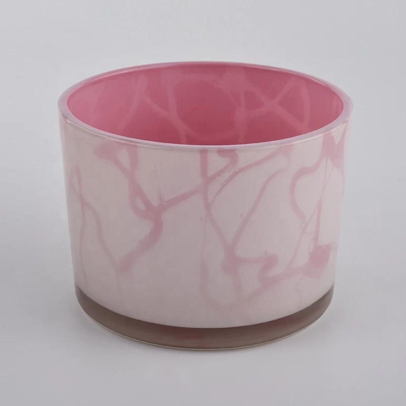 3 Wicks 12oz Pink Glass Candle Jars