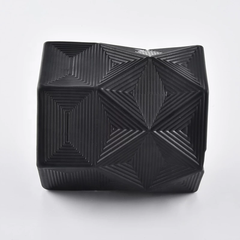 Hexagon luxury geometric black custom glass candle jar