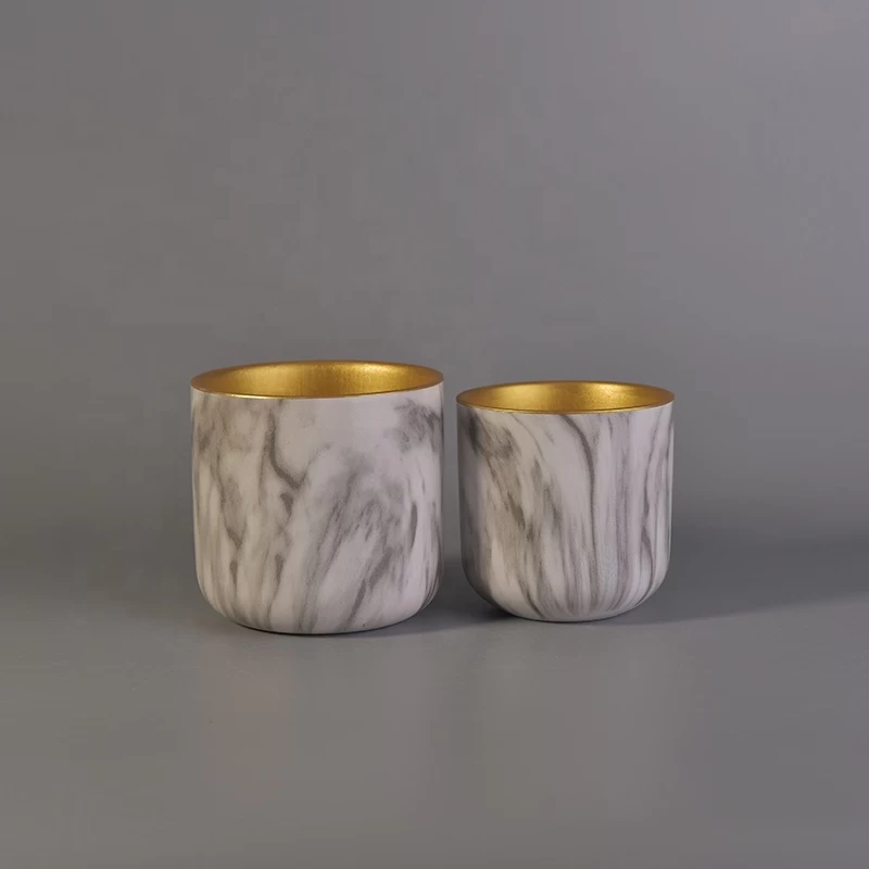 400ml Water Transfer Ceramic Candle Vessel With Gold Plating