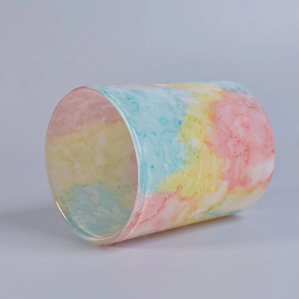 Wholesales custom empty marble rainbow ceramic candle holder