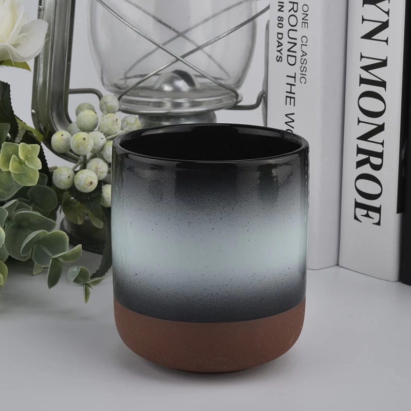 Beautiful Transmutation Glazed Ceramic Candle Jars
