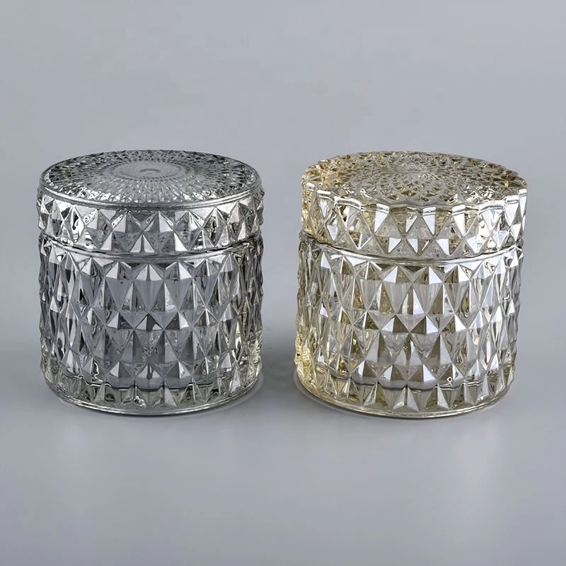 Diamond Cut Candle Container With Glass Lid wholesale