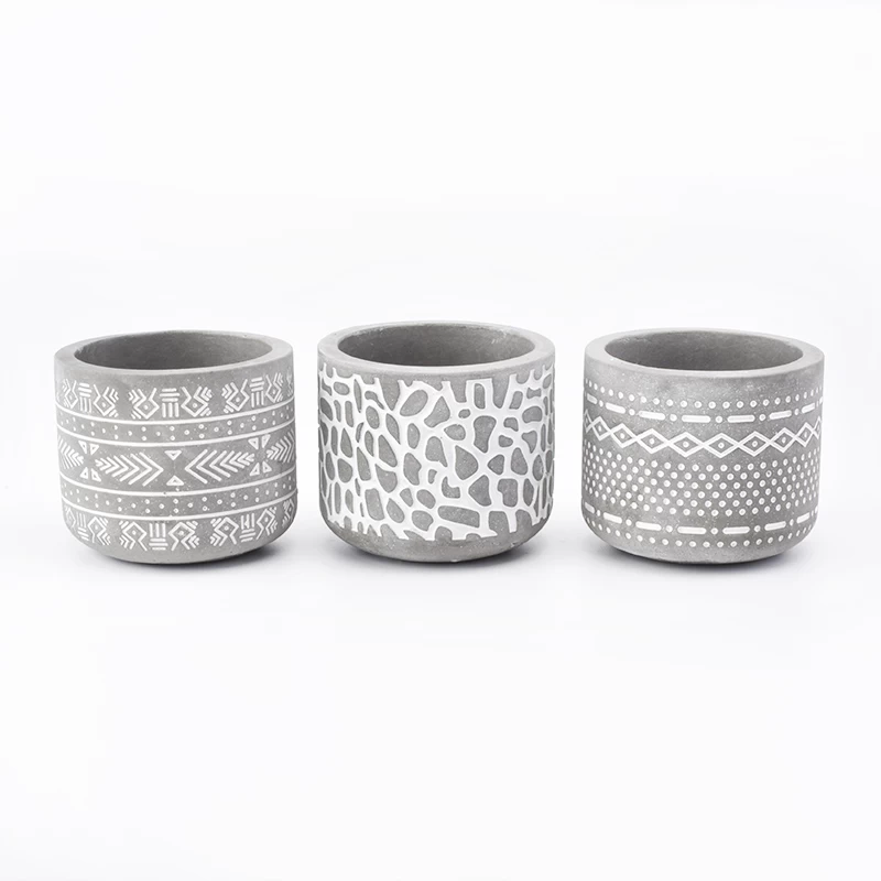 Custom grey concrete cement candle vessels with logo