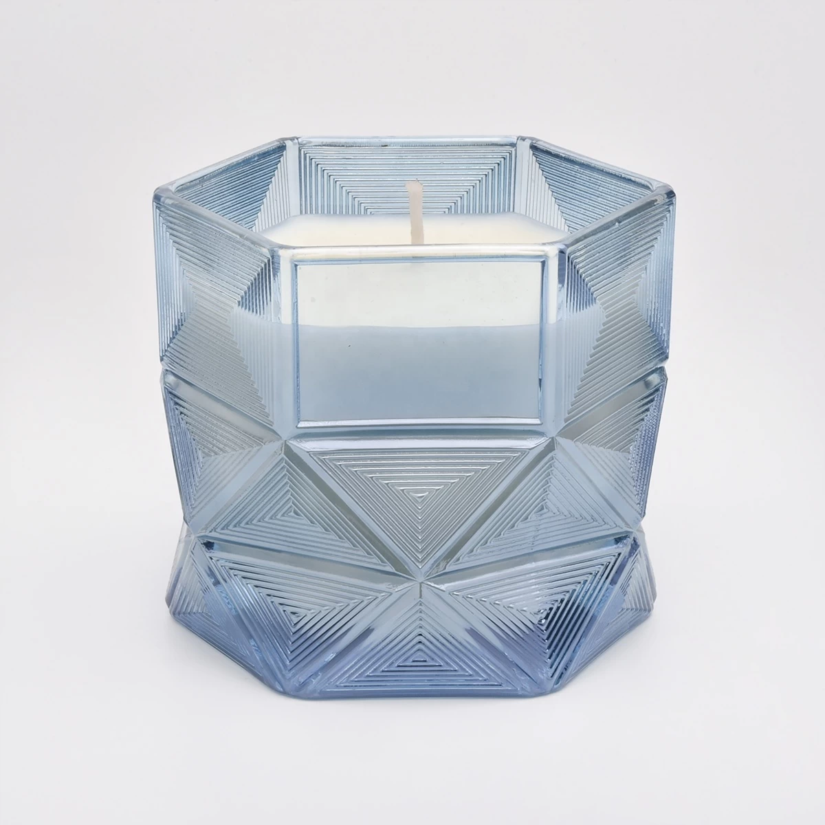 Luxury hexagonal Glass Candle Jars For Home Decoration