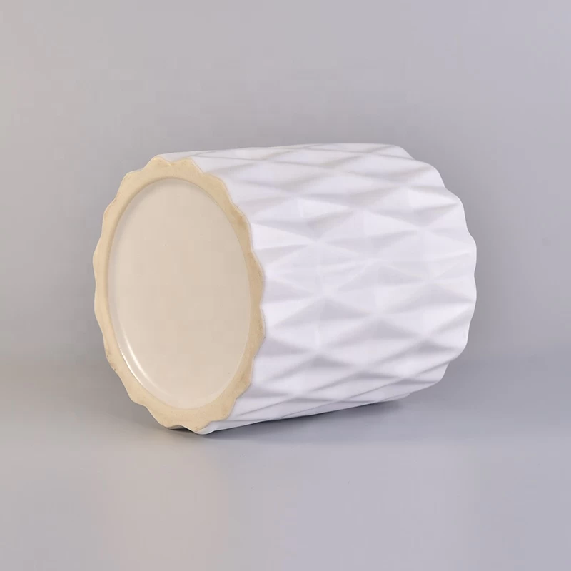 Wholesales decorative empty frosted white ceramic candle vessel 6 oz 8 oz