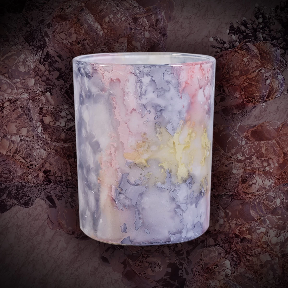 Wholesales empty custom iridescent cylinder ceramic candle holder 8oz 10oz 11oz