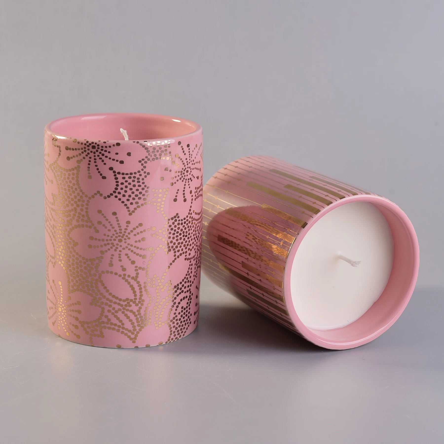 Sunny glassware custom tea light pink ceramic candle holder home decor