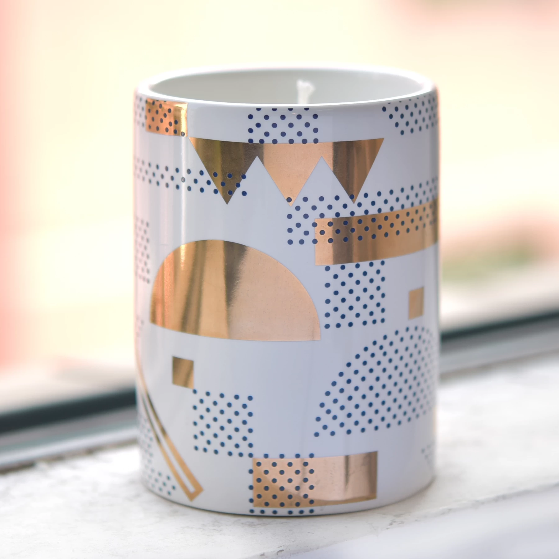 Hot Selling Cylinder Ceramic Candle Jar With Custom logo Printing