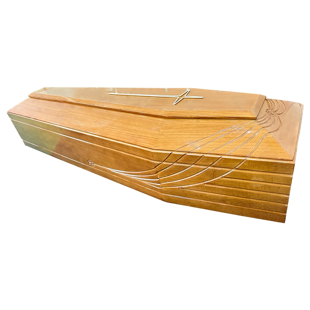 porcelana Wholesale European Style Paulownia Solid Wood Coffin Cheap Adult Funeral Urn for Ashes Memorial Brass Product - COPY - bji57n fabricante