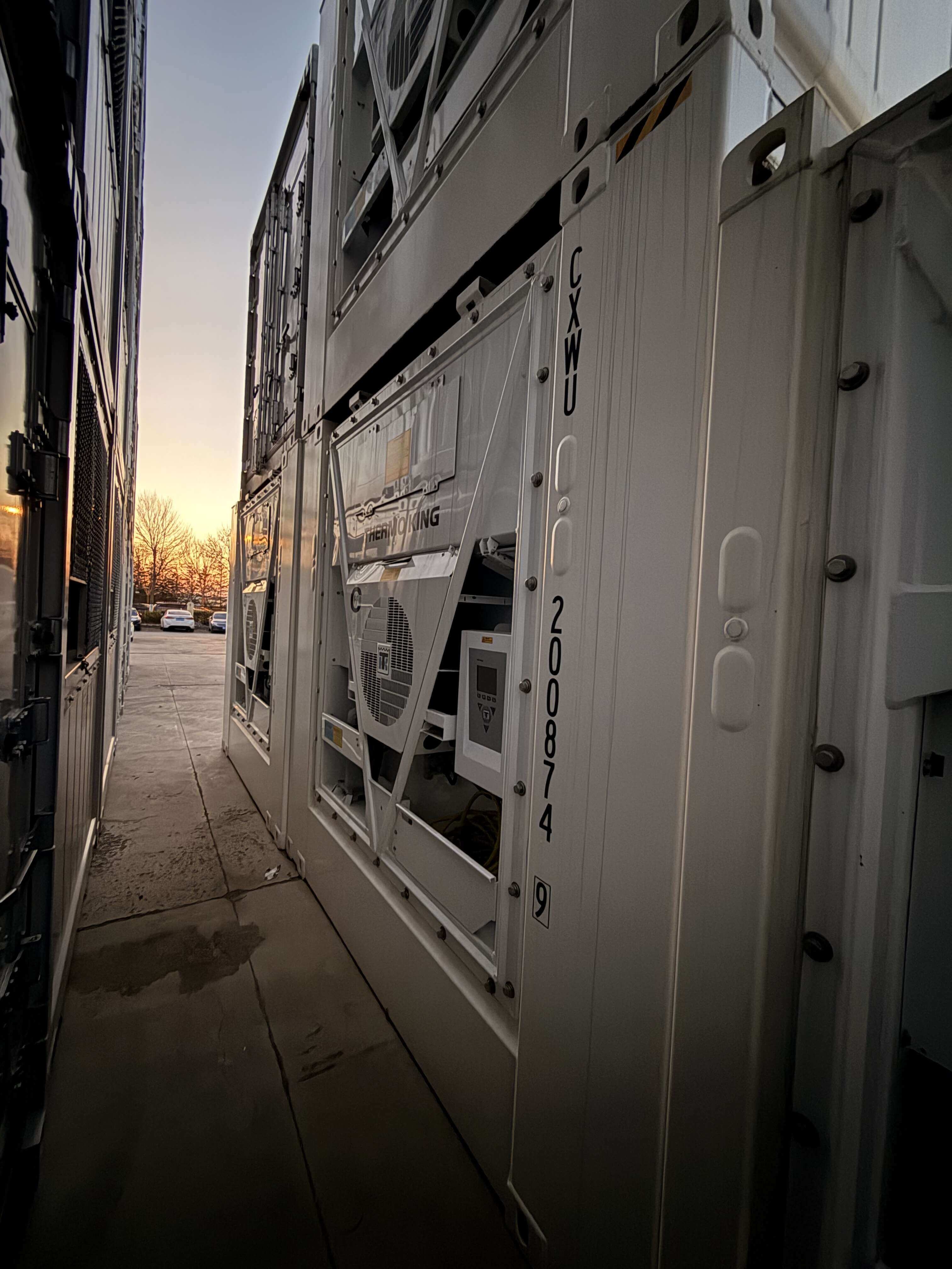 Interior view of empty ultra-wide reefer container showing expanded cargo space