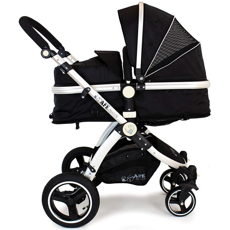 China Luxury 2-in-1 Baby Pram/Stroller – Aluminum Tube Frame, 3-Section Canopy, Big PU Wheels manufacturer