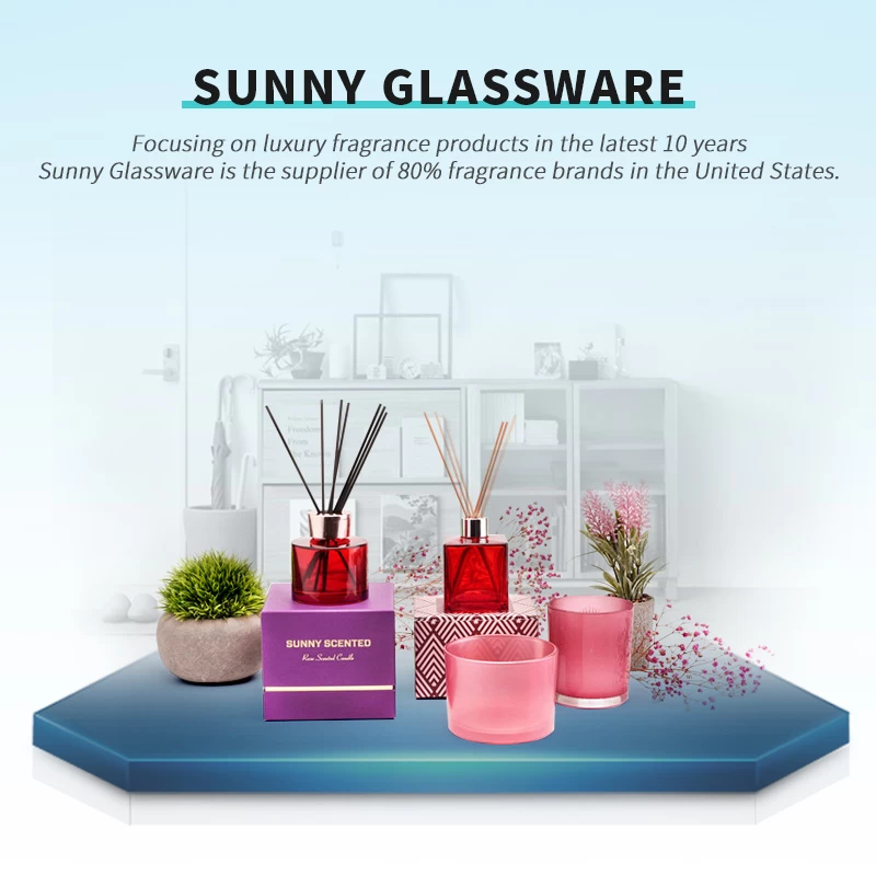 Sunny Glassware Customed Pink Candle Jars Glass for Candle Making Cylinder