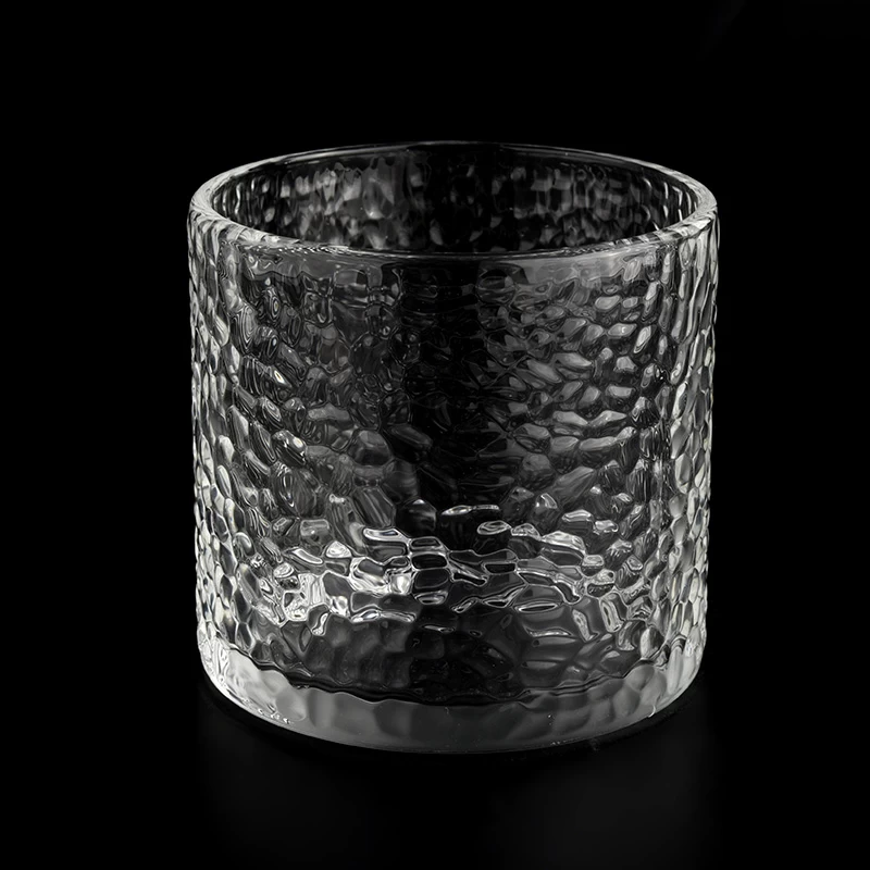 wholesale glass candle containers with emboss pattern