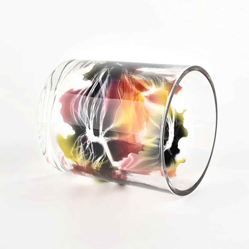 luxury clear glass candle jar with artwork