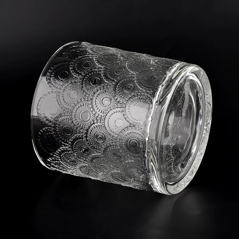 luxury emboss pattern glass candle jar manfacturer